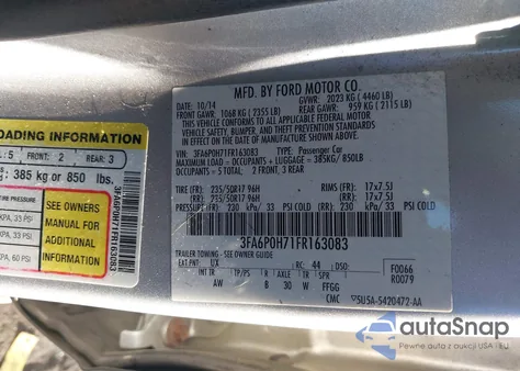 2015 Ford Fusion Se из США, поврежденный, VIN 3FA6P0H71FR163083